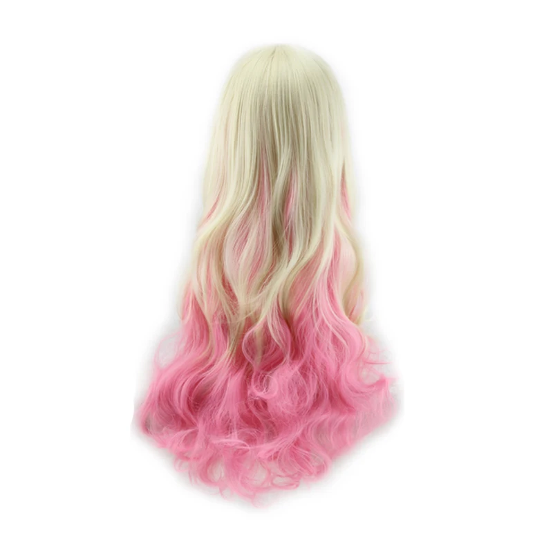 yellow pink Similler, парики для косплея, синтетические, для женщин, радужные, многоцветные, кудрявые, парик, жаростойкое волокно, белый, красный, 12 цветов - Цвет: yellow pink