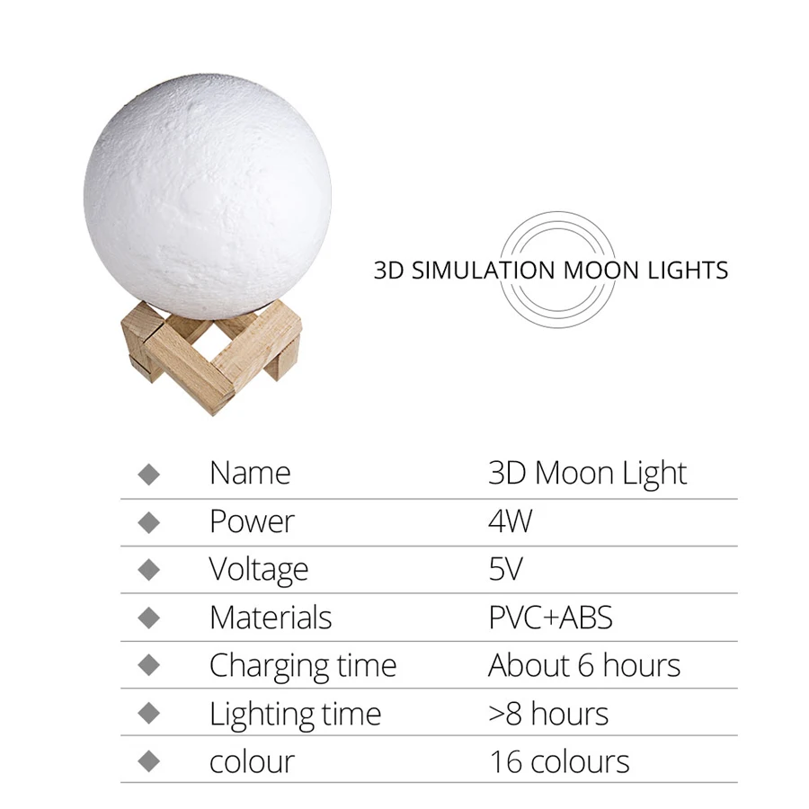 Dropship 3D Print Rechargeable Moon Lamp Light Creative Novelty Light Bedside Lamp Touch Switch Moon Table Lamp For Bedroom Deco