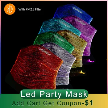 

LED Light Mask with Replaceable PM2.5 Filter 7 Colors Changeable Luminous Mask Party Halloween Bar USB Party Masks Glow in Dark