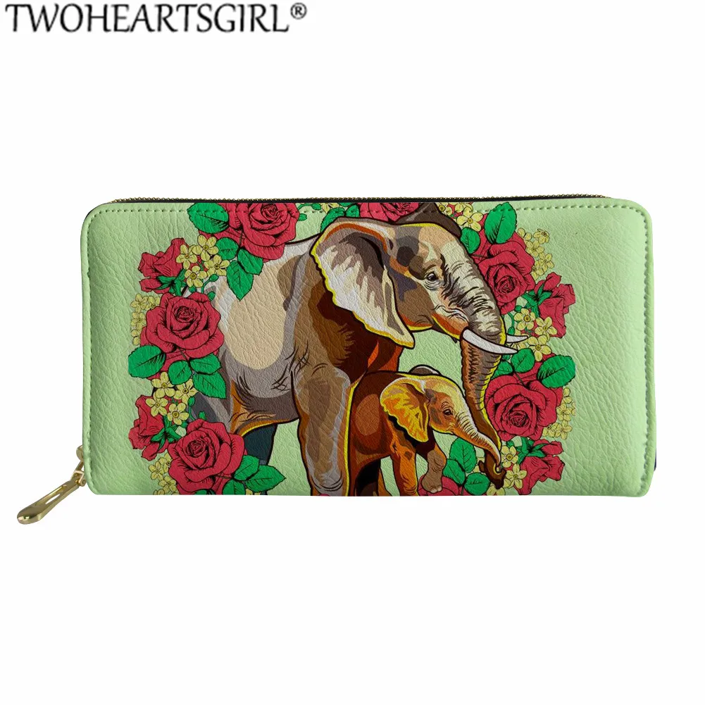 Twoheartsgirl 3d животных со слонами, кожаный кошелек, клатч на молнии, кошелек для карточек Для женщин, Длинный кошелек, портмоне Женская дорожная сумка с отделением для карт - Цвет: Z4721Z21
