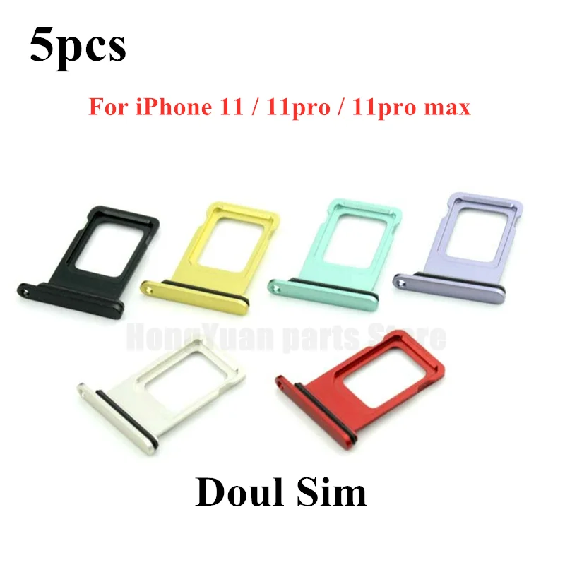 5pcs/lot Dual & Single SIM Card Tray Holder Slot Replacement For iPhone 11 11pro 11Pro Max SIM Card Card Holder Adapter Socket 5pcs lot dual single sim card tray holder for iphone 11 pro max sim card slot reader socket adapter waterproof rubber ring