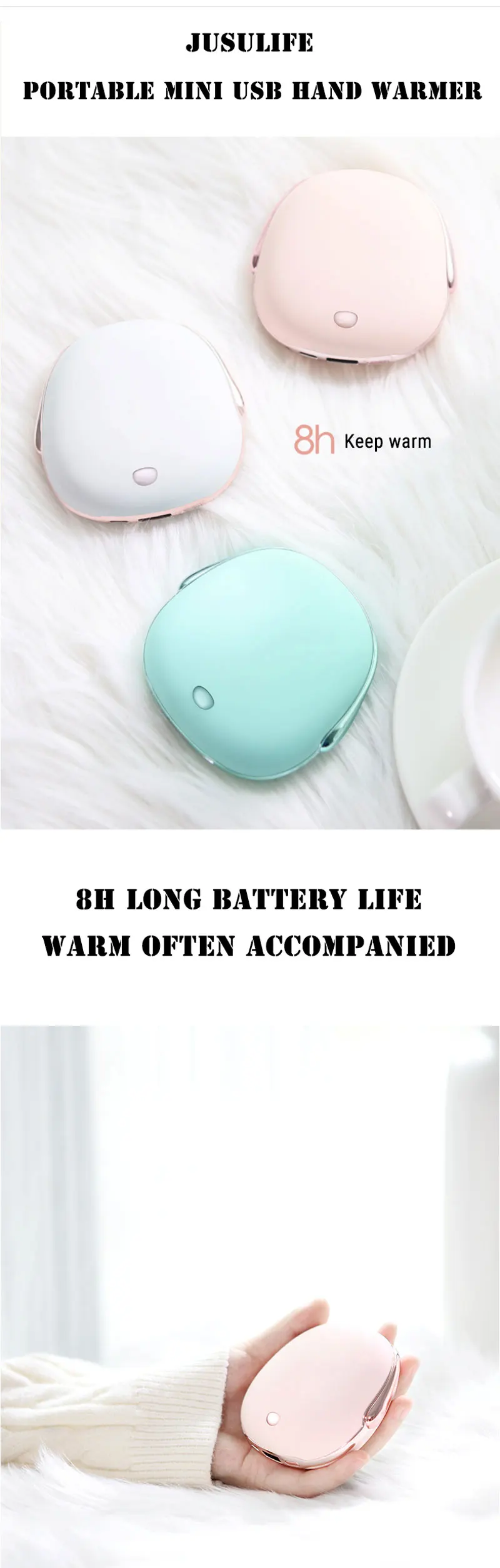 Youpin JISULIFE 2 в 1 usb зарядка портативный ручной подогреватель 2A Быстрая зарядка 2 регулировка скорости нагреватель для зимнего потепления