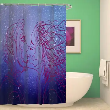 

Close up View of a Kissing Man and Woman Romantic Passion Kiss Lover Abstract Design Polyeter Shower Curtain