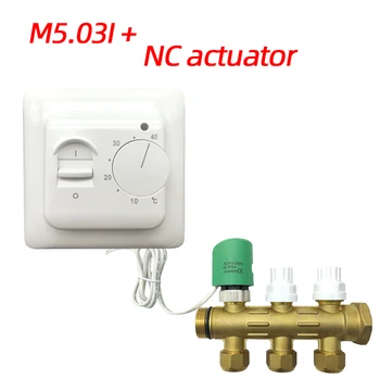 

M5 3A with NO/NC actuator MINCO HEAT Water Floor Heating Valve Manual Room Thermostat Warm Floor Water heat actuator controller