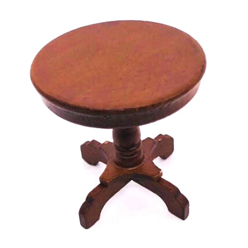 1:12 Dollhouse Miniature Furniture Wooden Round Kitchen Side Table and stooCHP