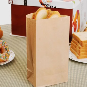

50pcs 70g Kraft Paper Takeout Food Bags Small Gift Bags Sandwich Bread Baking Bags Party Hamburger French Fries Bag