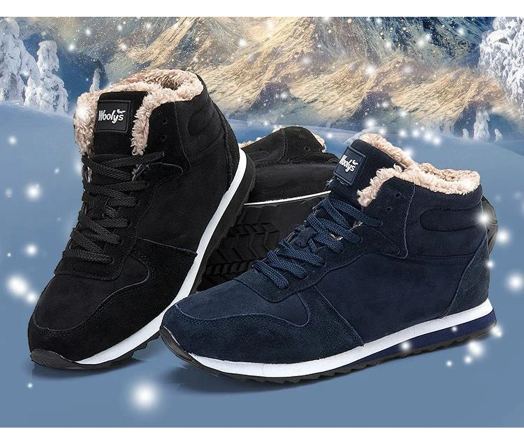 Мужские ботинки; Мужская зимняя обувь; модные зимние ботинки; зимние кроссовки размера плюс; Мужская обувь; зимние ботинки; Цвет черный