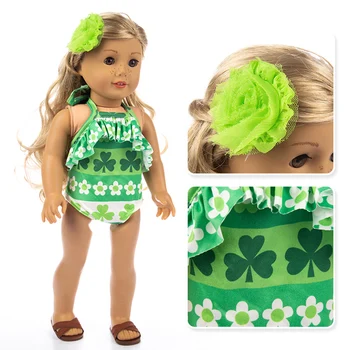 

Baby New Born Doll Clothes Accessories Fit 18 inch 43cm Red lips broken flowers love swimsuit sling suit For Baby Birthday Gift