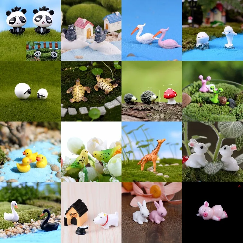 

1/2 Micro landscape Mini Animals Miniature Fairy Garden Miniaturas Micro Moss Landscape Terrarium Accessories Figurines Decor