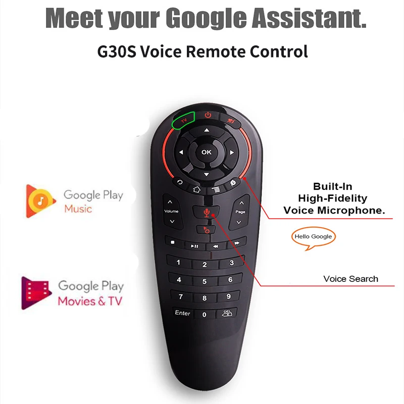ИК обучения Google Voice дистанционное управление G30S Air Mouse 2 4 г Беспроводной 33 ключа