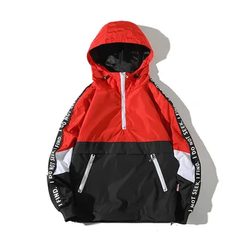 

MSSNNG Hooded Jackets Men New Patchwork Color Block Pullover Jacket Fashion Tracksuit Coat Men Hip Hop Streetwear Jacket Men