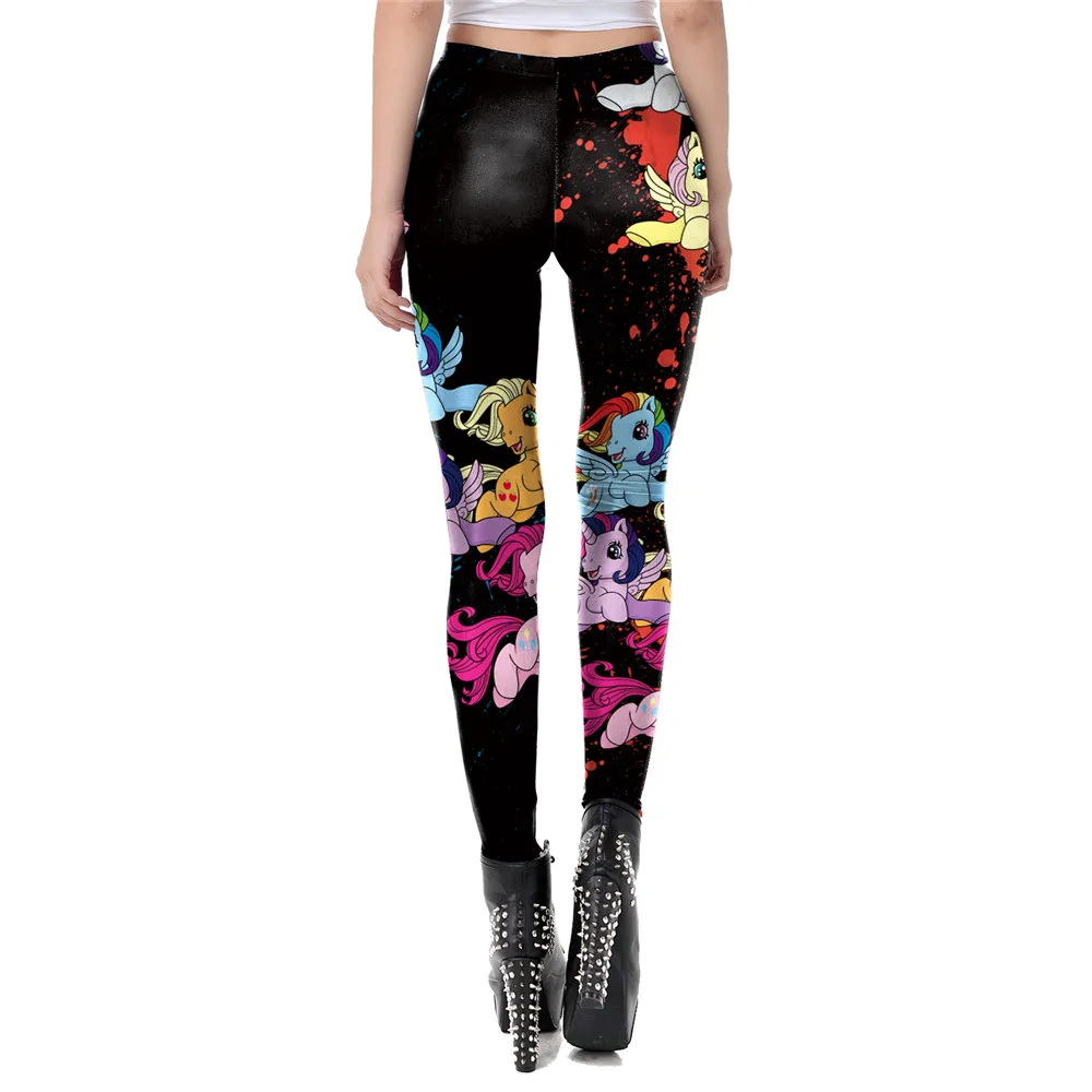 FCCEXIO 2021 New Leggings Fashion Cute Unicorn Print Legings Women Elastic Fitness Leggins Mid Waist Trouser Skinny Sexy Pant amazon leggings