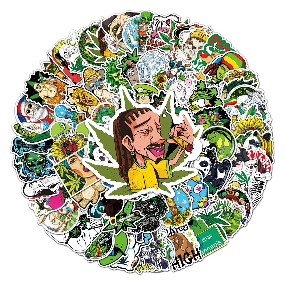 

10/30/50/100PCS Funny Characters Leaves Weed Smoking Graffiti Stickers Decals Guitar Laptop Skateboard Car Sticker for Kids Toys