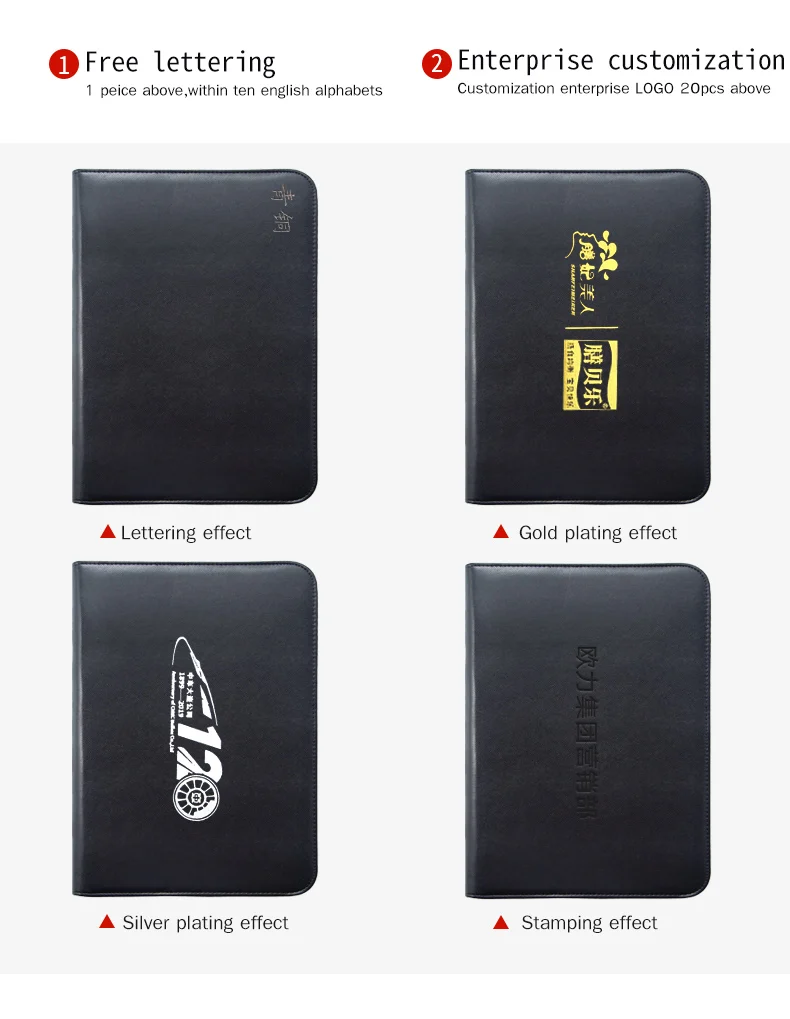 Leather Document Folder For A4 Padfolio With Zipper Office School Supply