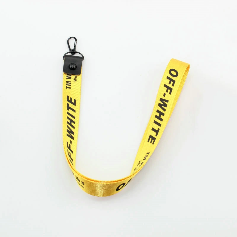 Long-Yellow C Off White брелок Плетеный для женщин и мужчин лента чехол для телефона ремешок брелок автомобильный брелок-кошелек сумка подвеска брелок llaveros - Color: Long-Yellow C