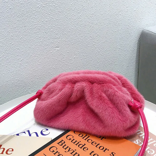 rose red Искусственная заколка из меха, сумка, зимняя, роскошная, брендовая, новая, Корейская, сумка на плечо, женская, шикарная, мех под леопарда, клатч, кошелек Bolsas - Цвет: rose red