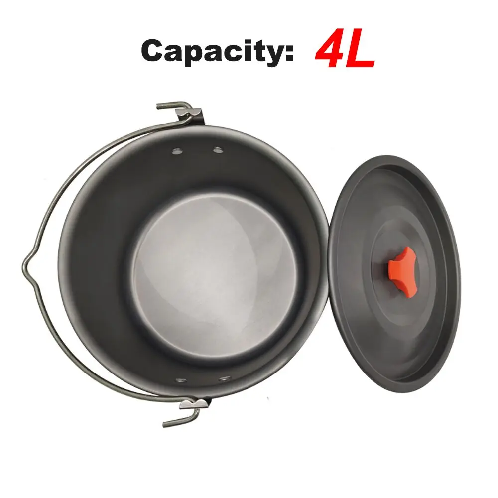 Lighten Up Outdoor Tableware Caldero Set Big Capacity Aluminum Alloy Camping Picnic Hanging Cookware Tableware Pot Cooking Campfire Pot