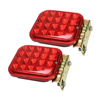 

2X 4.5 Inch 20 LED Trailer Tail Truck Boat Turn Signal Brake Light Red Square 12V