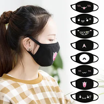 

Unisex Protection Mask Cute Print Black Cotton Thick Breathable Coldproof Dust Mask Set 8pcs Mouth-muffle Mascarillas Respirator