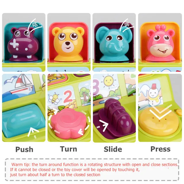 Moulty Interactive Pop Up Animals Toy with Music Animal Sound Activity Learning Toys for Ages 9-12-18 Months &1 Year Old Kids 3