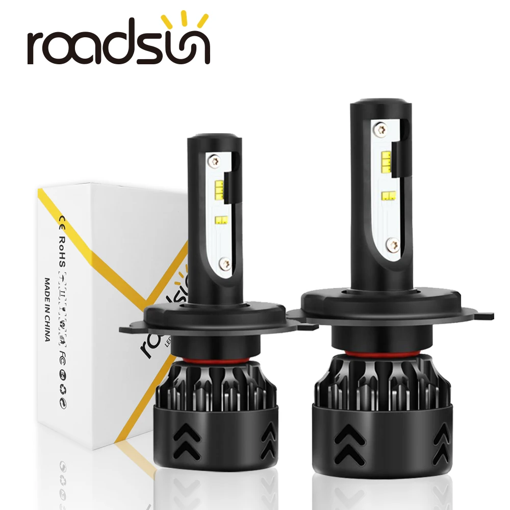 Светодиодные лампы головного света Roadsun H4 H7 H11 H1 9005 9006 HB3 HB4 с чипами ZES 12 В 24 6000 К