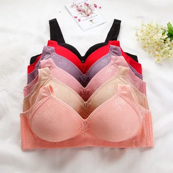 

Middle-aged Boneless Naples Wireless Bra Women's Comfortable Thin Push up Three Breasted Mother Underwear