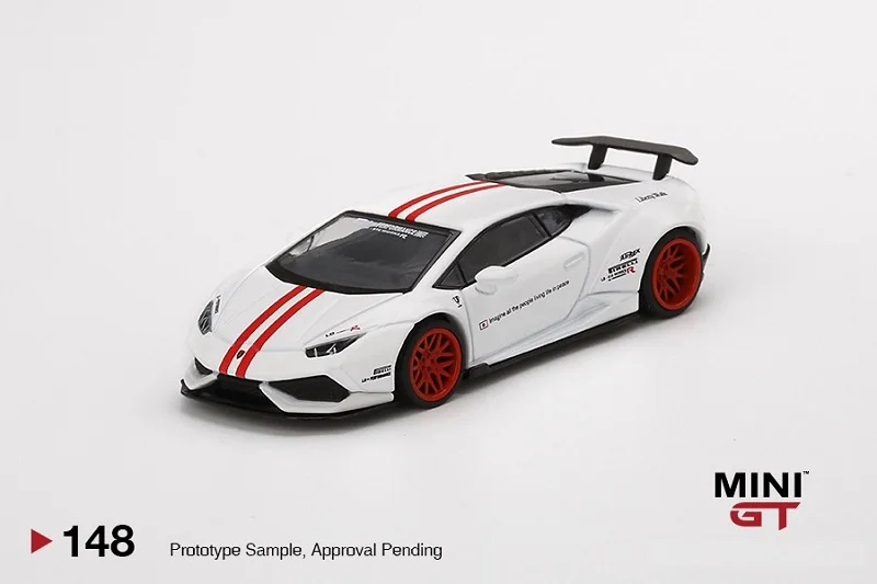MINIGT TSM modeli 1:64 LBWK LB çalışır LAMBO Huracan beyaz kırmızı şerit GT kanat pres döküm MODEL araba