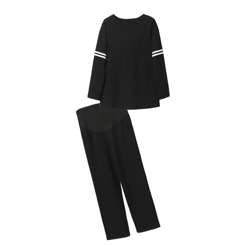 Autumn Pregnancy Cotton Sports Clothes Set Nursing Maternity Breastfeeding Tops+Casual Trousers Twinset Lactation Pants Suits