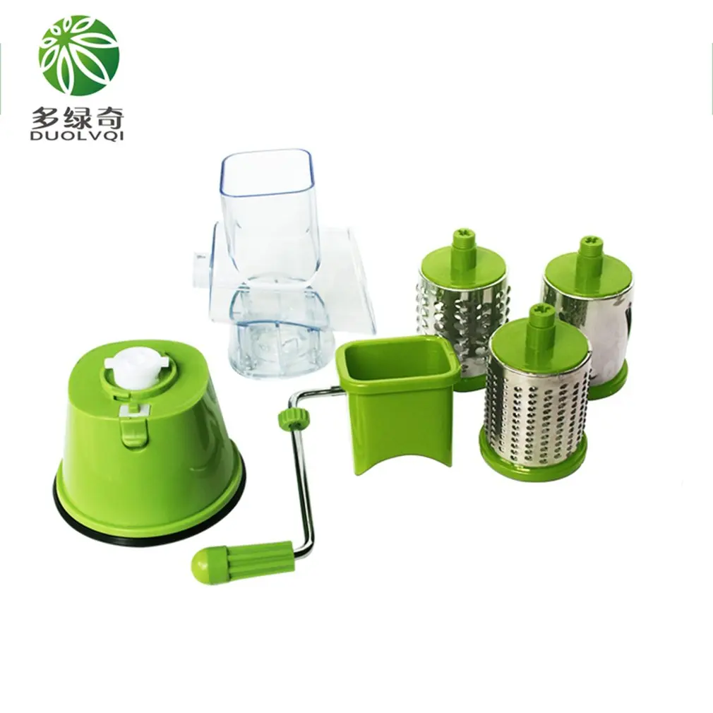 

NEW Multi-function Vegetables Fruit Cutter Drum Type Manual High Speed Mandoline Slicer Shredders Grinder Stainless Steel Blades