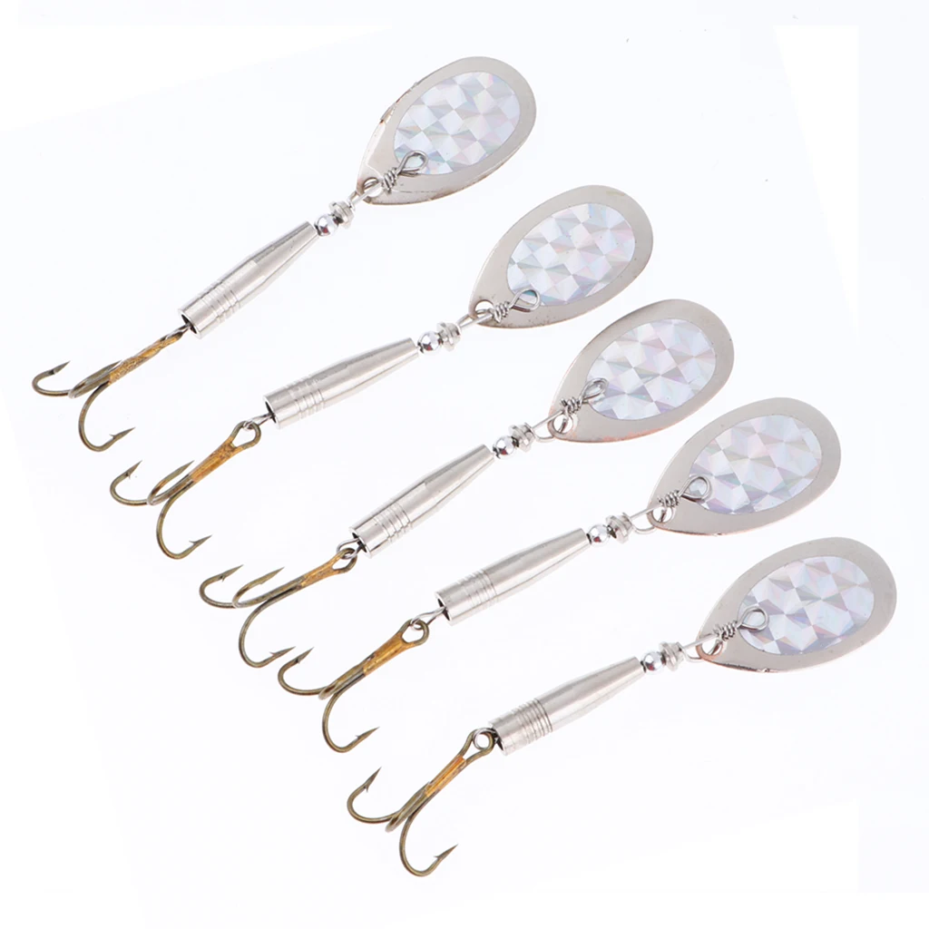 5pcs Fishing Lure Spinnerbait, Bass Trout Salmon Hard Metal Spinner Baits Kit Fishing Tackles