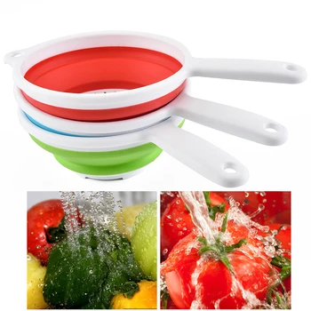 

Newl Kitchen Foldable Pasta Strainers Collapsible Colanders with Handles Space-Saver Folding Silicone Strainers Colander