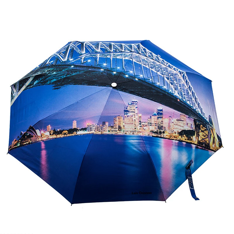 

Sydney Night Scene Umbrella Automatic Color Umbrella Rainproof Sun Protection Travel Umbrella Men Gift