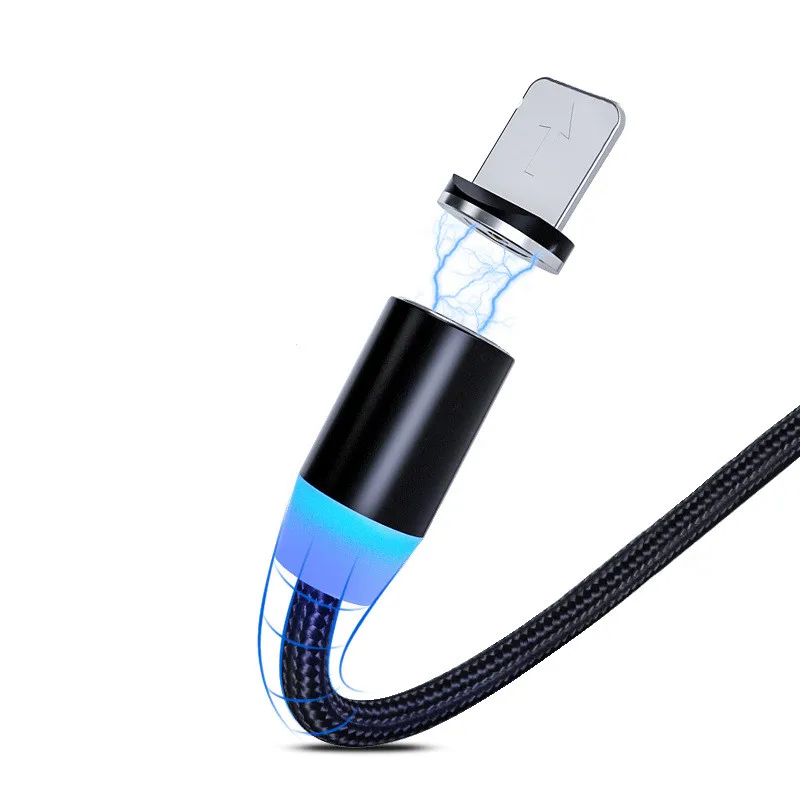 Магнитный USB-кабель для быстрой зарядки 15 в 2 А 3 1 с ночной подсветкой плетеный