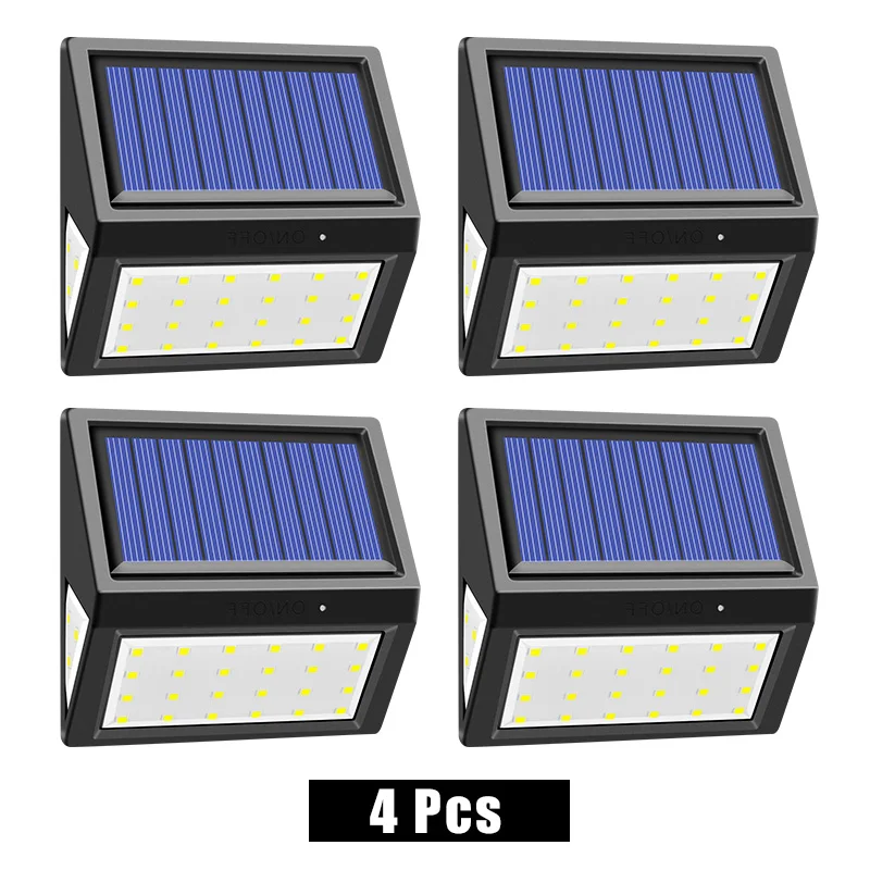 4 pcs Новейший 30led солнечный светильник с 3 светильник ing лицо Открытый водонепроницаемый солнечный светильник палубный светильник Настенный светильник s для сада двора - Испускаемый цвет: 4 pcs