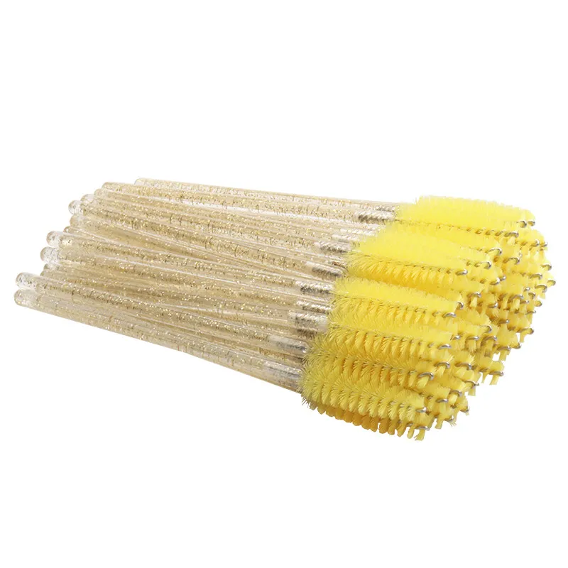 Мини-кисти смешанного цвета нейлоновый материал для наращивания ресниц тушь для ресниц палочка аппликатор для ресниц и бровей инструменты для макияжа - Handle Color: shiny all yellow 50