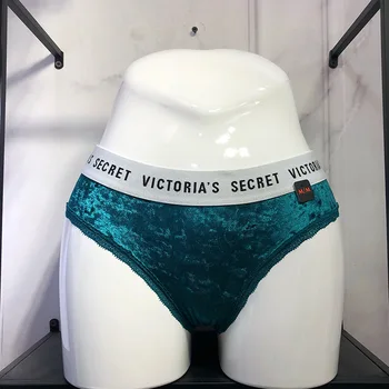 

Autumn Winter Women 's Underwear Mid Waist Thong Lace Stitching Velvet Buttocks Sexy Nylon Panties 270