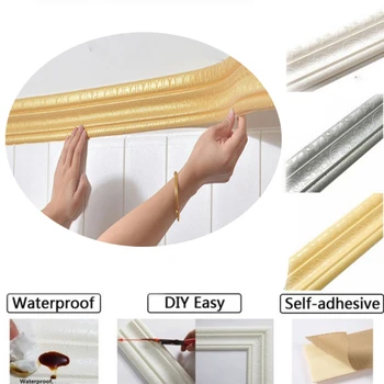 

230cm 3d Removable Sticker Waterproof Self-Adhesive Foam Wall Stickers Wallpaper Border Wall Decor Sticker