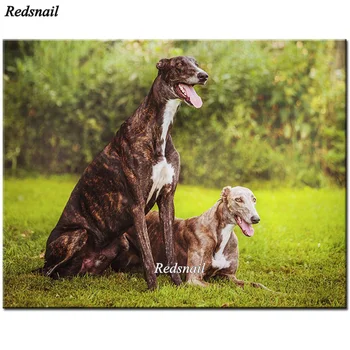 

Full Square round drill Diamond Mosaic 5D DIY Diamond Painting greyhound dog 3D Embroidery animal pet Cross Stitch Decor YY2174