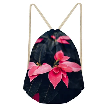 

Poinsettia Flowers Drawstring Bag Children Backpacks For Teenager Girls Small Fresh Daily Backpack String Pouches Storage Bags