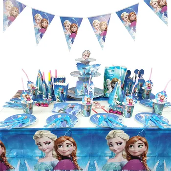 

Disney Frozen Princess Birthday Party Decoration Toys Set Cartoon Anna Elsa Anime Figure Family Party Dining Table Toy Gift