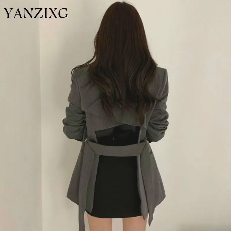 

3 Colors Back Bandage S-l Size Hollow Out Jackets Suit Turn-down Collar Long Sleeve Korean Fashion Women Coat Z765