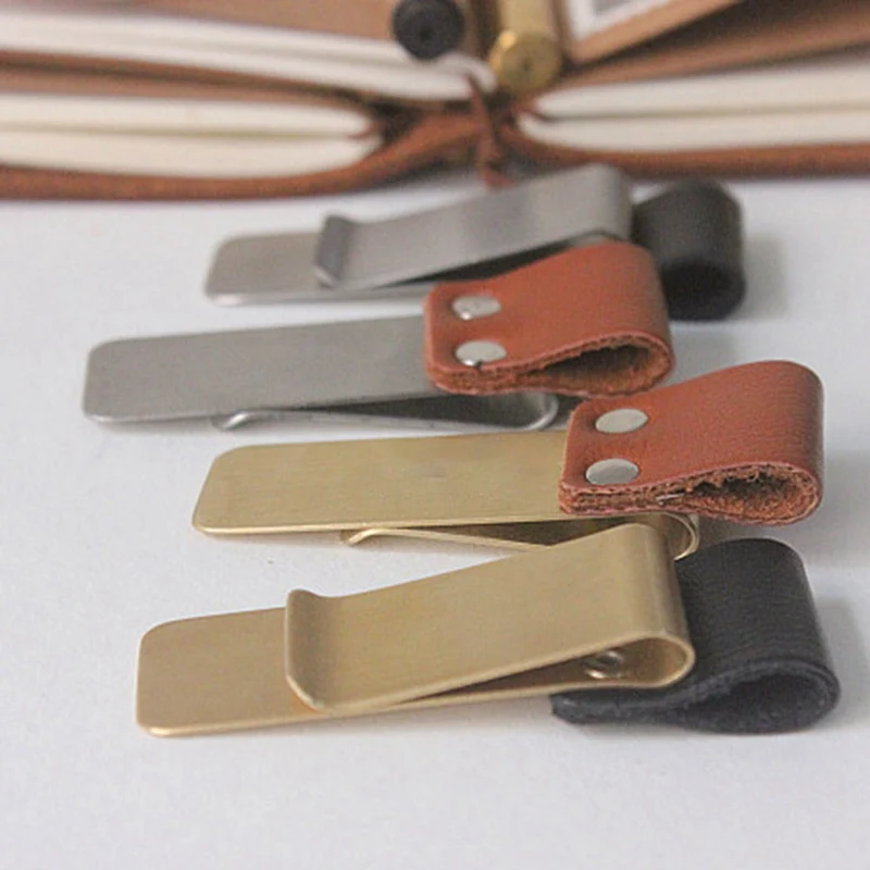 

1 Pc Metal Leather Pen Holder Brass Stainless Steel Pencil Clip Vintage Dairy Notebook Pen Holder Spiral Loose Leaf Memo Clip
