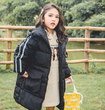 

New winter style down jacket for children Fashion Kids Girls and Boys Hooded Medium length Coat Warmly Outwear Down jacket CT071