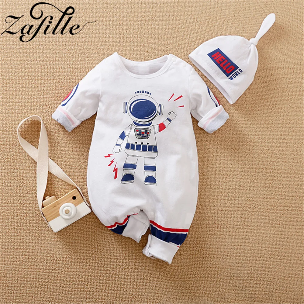 

ZAFILLE Baby Boy Clothes New Born Cartoon Astronaut Bay Boy Romper and Hat Baby Overalls For Newborn Jumpsuit 2021 Spring