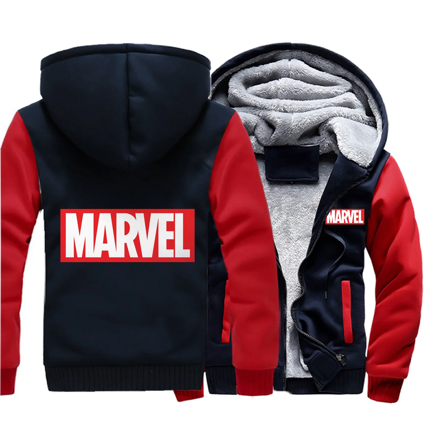 Marvel, Мстители, с буквенным принтом, зима, новинка, толстовки, Fahison, толстовка, реглан, мужская теплая одежда, спортивная одежда, пальто, Толстая Толстовка - Цвет: red 6