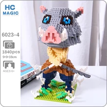 

HC 6023-4 Anime Building Blocks Demon Slayer Hashibira Inosuke Warrior Pig Animal Mini Diamond Bricks Toy for Children Kid Gifts