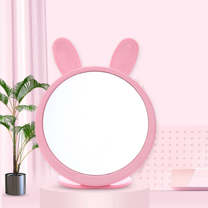 pink Симпатичные с кроличьими ушами портативное зеркало для макияжа компактный дорожное зеркало для макияжа маленькие для косметики зеркало - Цвет: pink