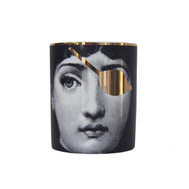 Позолоченный Подсвечник Fornasetti керамический Золотой подсвечник декоративный кувшин Lina лицо украшение для хранения баночки для домашнего рабочего стола украшение - Цвет: E WITHOUT LID
