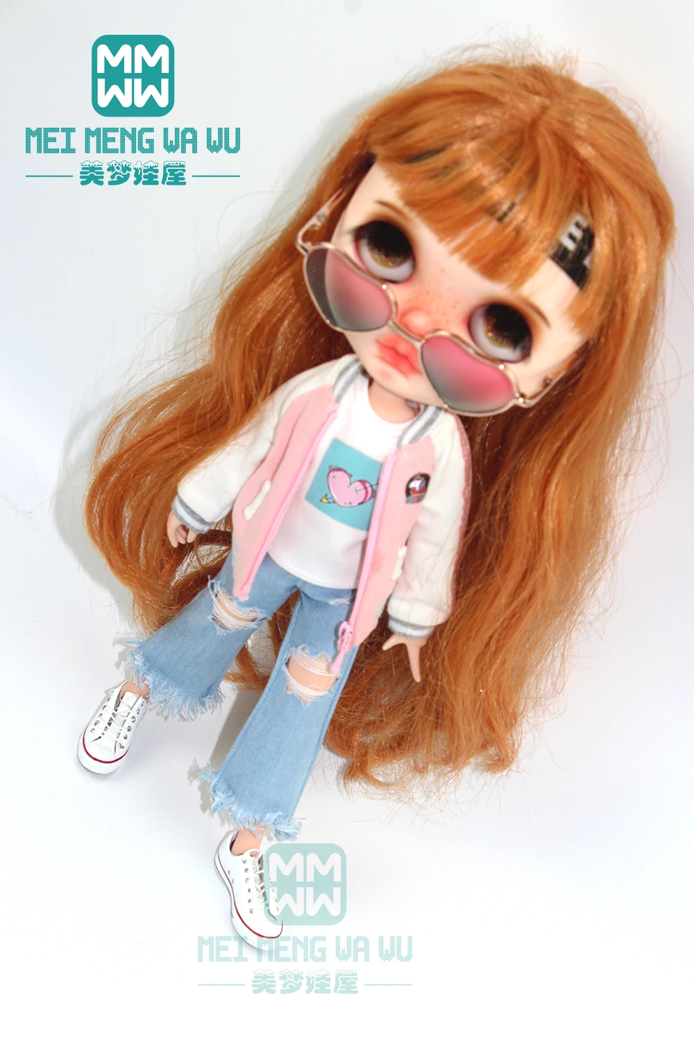 1 шт. одежда Blyth doll модный розовый Свитшот джинсы для Blyth Azone OB23 OB24 кукла 1/6 Рождественский подарок