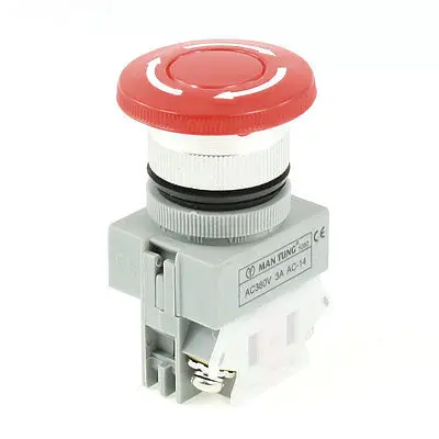 

AC 380V 3A SPST Latching Red Mushroom Head Emergency Stop Push Button Switch